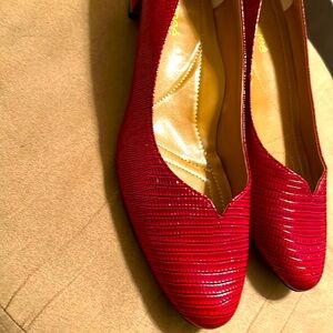 J Renee low heel red shoes